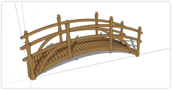 黄花梨实木古典拱桥su模型_图1