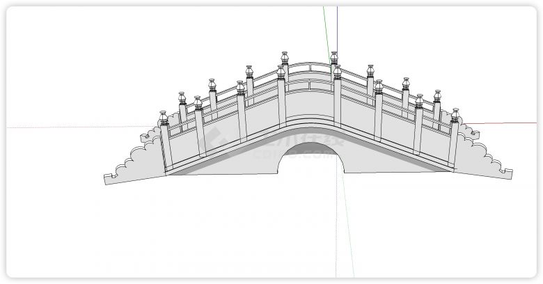 白色桥墩装饰拱桥su模型-图二