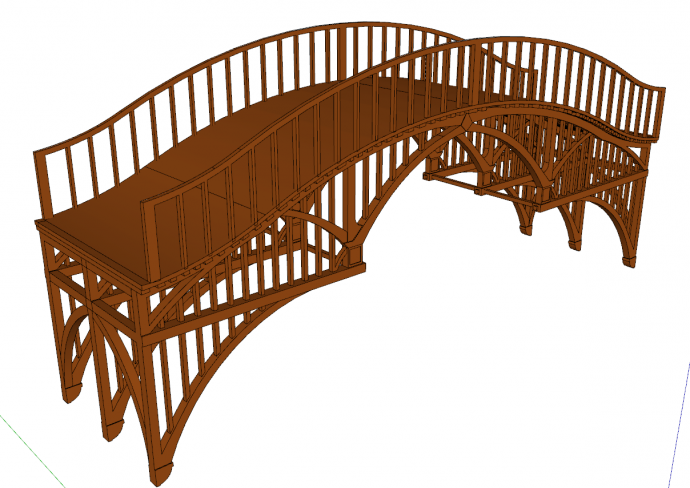中式仿古木质景观拱桥su模型_图1