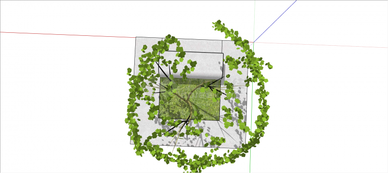 现代景观方形创意树池座椅su模型-图二
