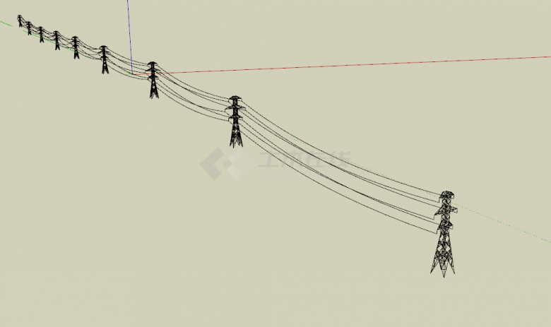 沙漠黑色电力线铁塔su模型-图二