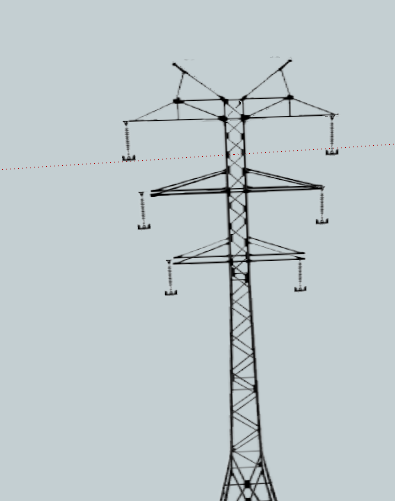 简约黑色电力线铁塔su模型_图1