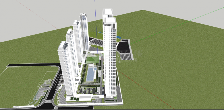 新中式高层景观住宅su模型-图二