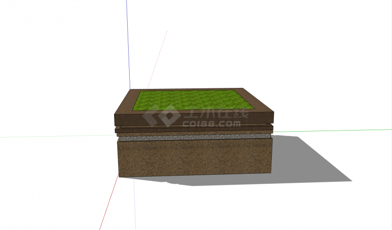 小型中式方形树池 su模型-图二