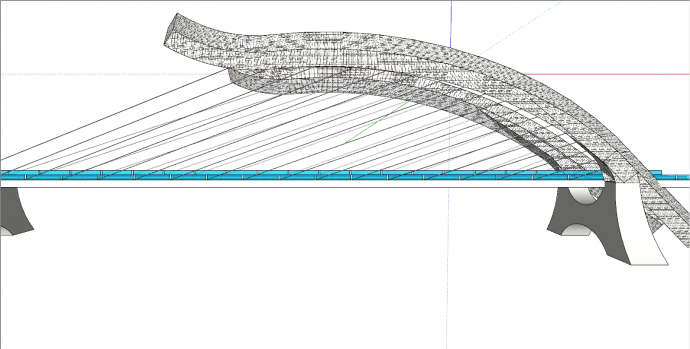 透明玻璃围栏斜拉桥su模型_图1