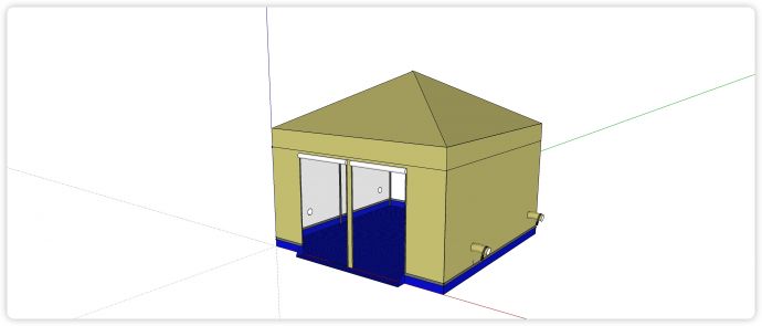 方形黄色大面积帐篷su模型_图1