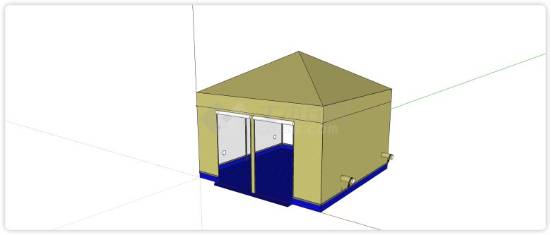 方形黄色大面积帐篷su模型-图一