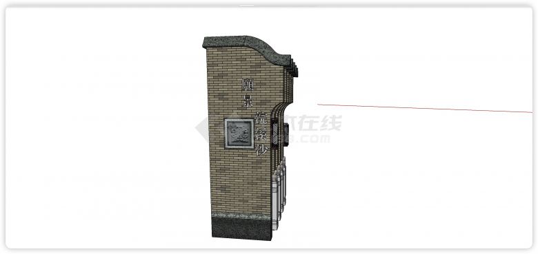 愿景沙溪园新中式乡村标识墙su模型-图二