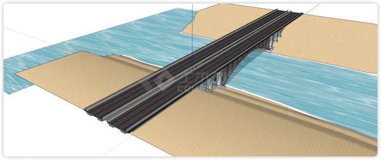 跨海跨河钢铁结构双向行车桥梁su模型-图一