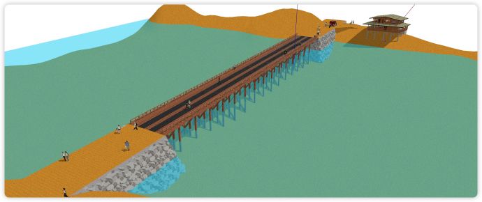 木制跨海人行桥梁其它桥梁su模型_图1