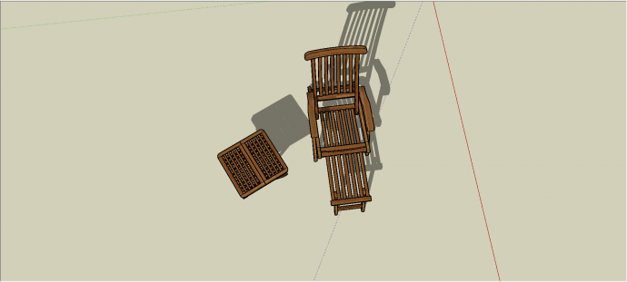 中式可折叠式躺椅及收缩桌su模型_图1