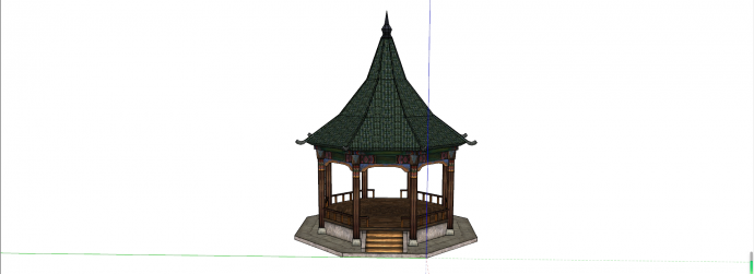 中式单檐八角景观亭su模型_图1