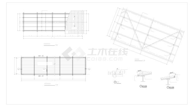 钢桁架走胶带输送机走廊结构施工图-图一