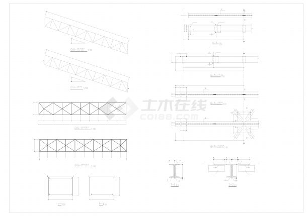 钢桁架走胶带输送机走廊结构施工图-图二