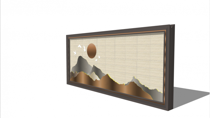 小型方型山水景观规划su模型_图1