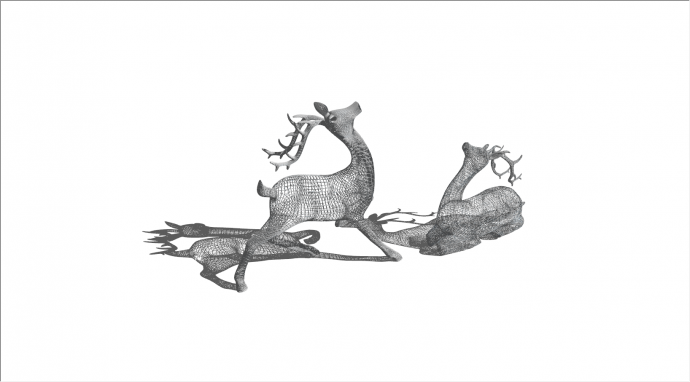 两只镂空鹿动物雕塑su模型_图1