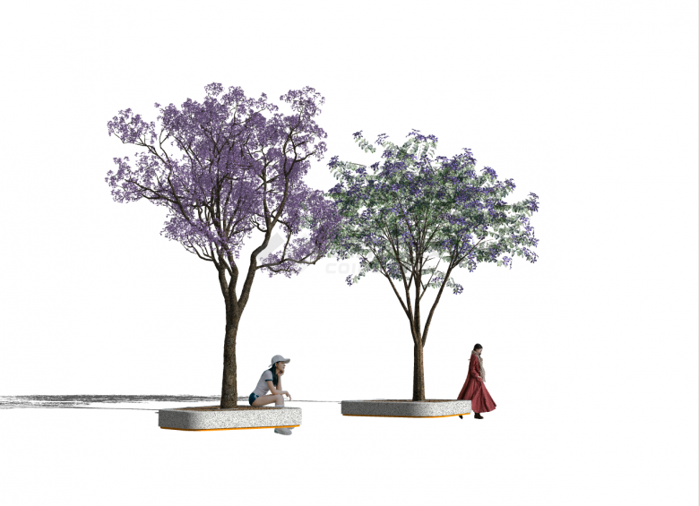 浪漫紫色新中式景观树su模型-图二
