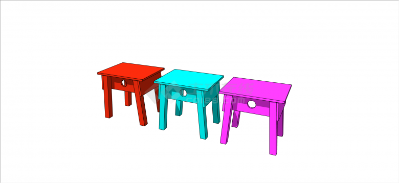 现代彩色儿童家具座椅su模型-图一