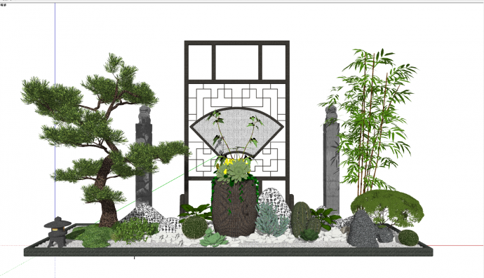 中式园林式景观规划su模型_图1