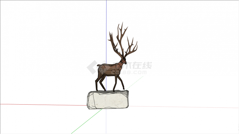 站在石头上张望的鹿su模型-图二