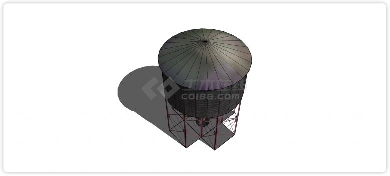 大型圆柱形工业水塔水柜水箱高塔su模型-图二