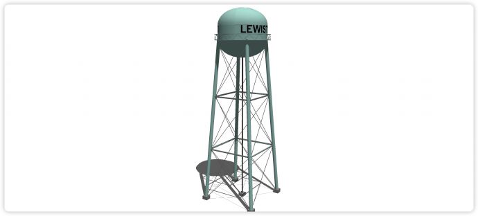 小型天蓝色工业水塔水柜水箱高塔su模型_图1