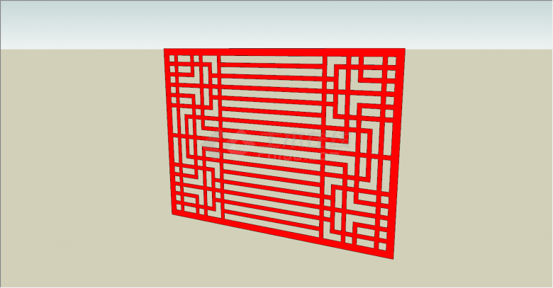 中国红老式组件花窗和纹理su模型-图二