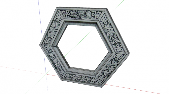 六边形状中式组件花窗su模型_图1