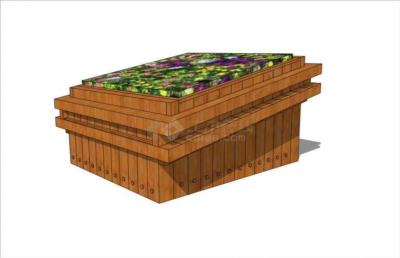 独特方形斜面花箱种植箱SU模型-图二
