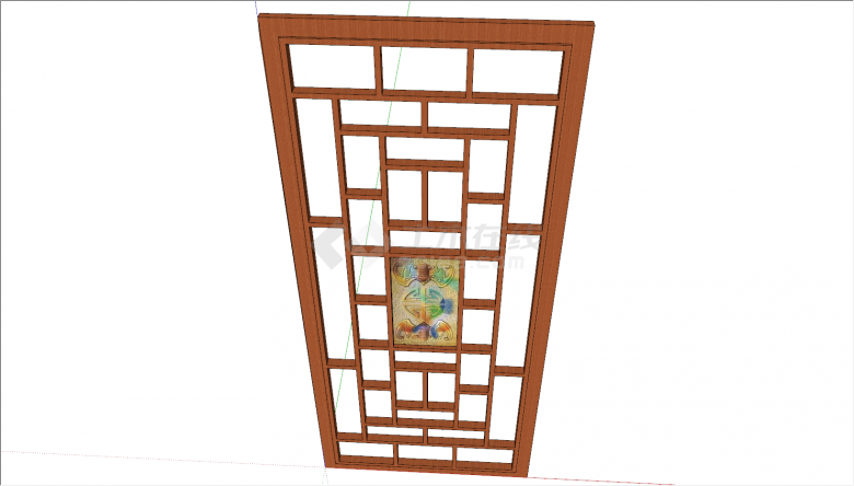 中式组件带双面浮雕花窗和纹理su模型-图一