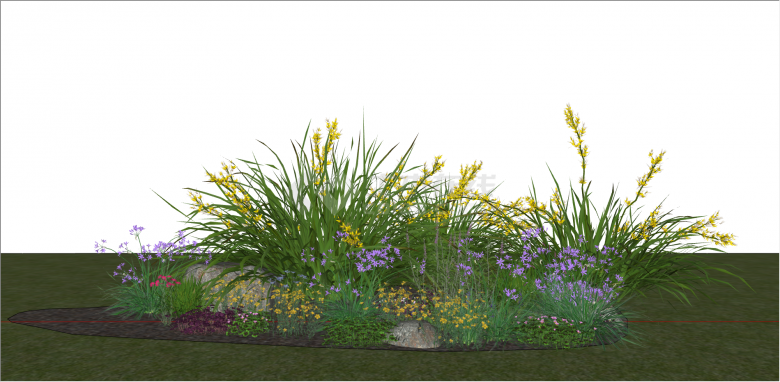 黄紫色花境植物配置su模型-图一