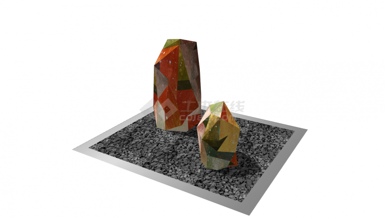 五颜六色不规则石头景观设计su模型-图二