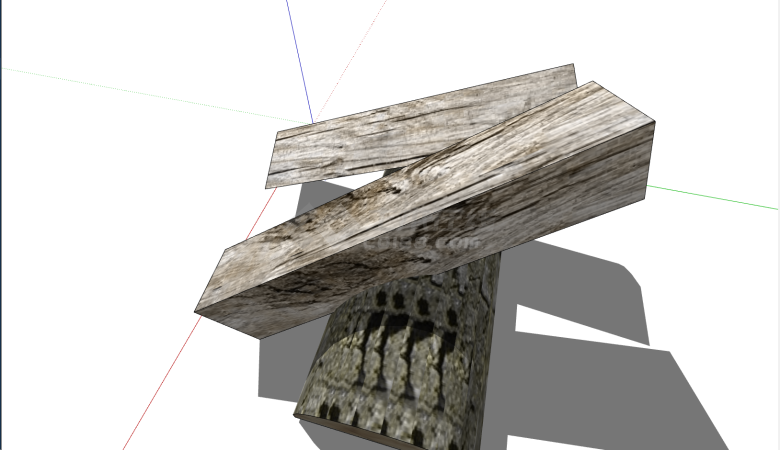 多块方型木头景观设计su模型-图二