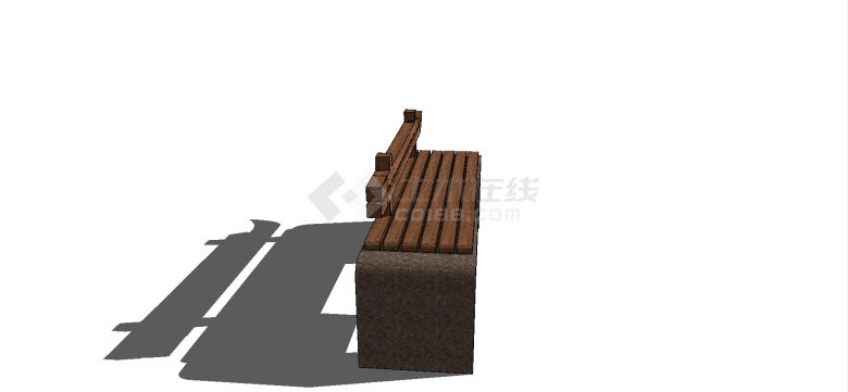 中式大理石支撑底座木制长椅样式长凳座椅su模型-图二