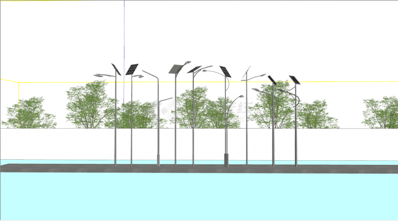 太阳能高杆照明路灯su模型-图一
