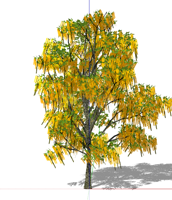 黄绿相间3d有色叶树木su模型-图一