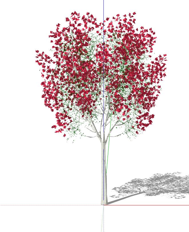 红花精致3d有色叶树木su模型_图1