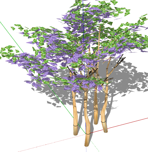 绿紫相间现代3d有色叶树木su模型-图二