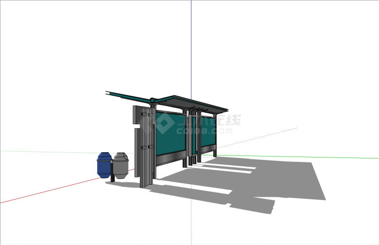 简易铁架现代风格公交站su模型-图二