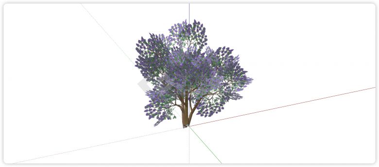 紫色花绿叶3d有色叶树木su模型-图二