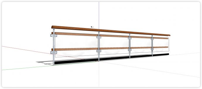 木制扶手结构玻璃栏杆su模型_图1