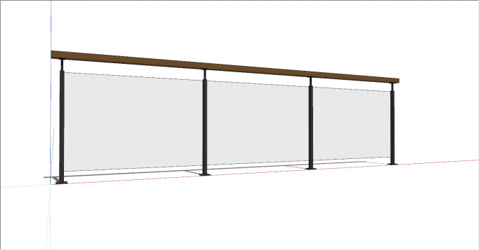 高级现代的轻质玻璃栏杆su模型_图1