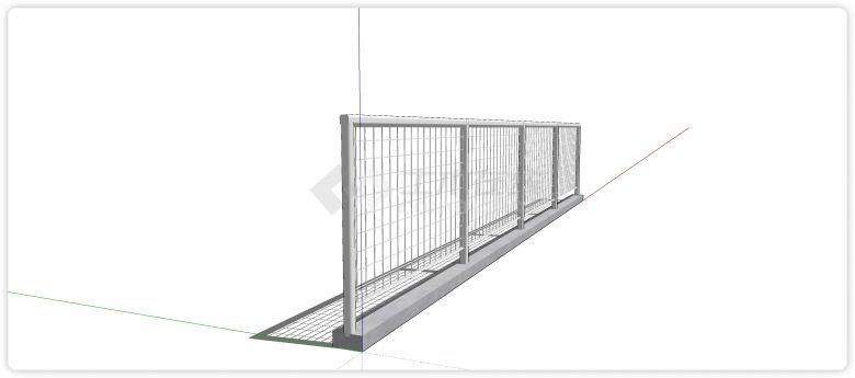 白色网状结构玻璃栏杆su模型-图二