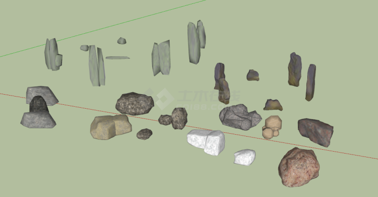 石景景石石头立体设计su模型-图二