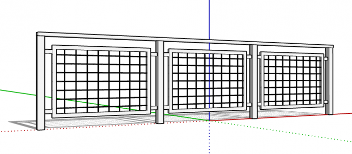 三个网格型不锈钢钢丝栏杆su模型_图1