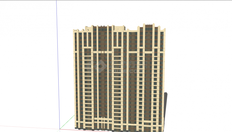 中式简约高层住宅建筑su模型-图二