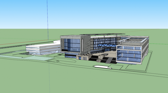 现代学校设计建筑教学楼su模型_图1