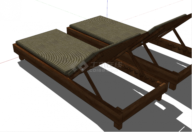 户外家具海滩椅躺椅su模型-图二