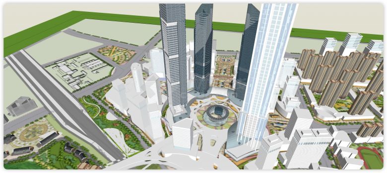 重磅来袭城市设计办公住宅区一体化设计SU模型-图二
