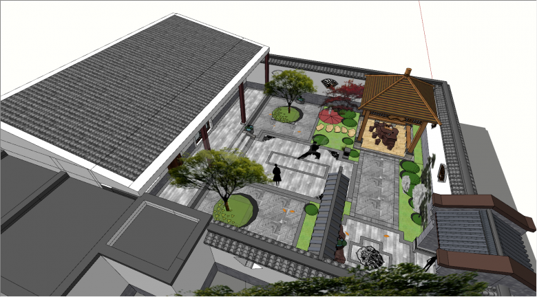 中式景观建筑庭院SU模型-图二